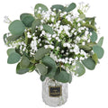 21pcs Babys Breath Artificial Flowers Fake Eucalyptus Leaves Flowers Bouquet Artificial White Gypsophila Bouquets Real Touch Faux Flowers for Wedding Floral Arrangement Party Home Decoration