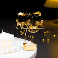 Tealight Holders, Rotary Candle Holders Carousel Themed, Gold Metal Carousel Candle Holder, Decorative Home Accessories for Table Centerpiece, Christmas, Valentine's Day