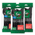 Fun Promopack Heavy-Duty Black Cutlery Set Spoons - Knives & Forks set - Disposable Cutlery Set (Pack of 18 X 3)