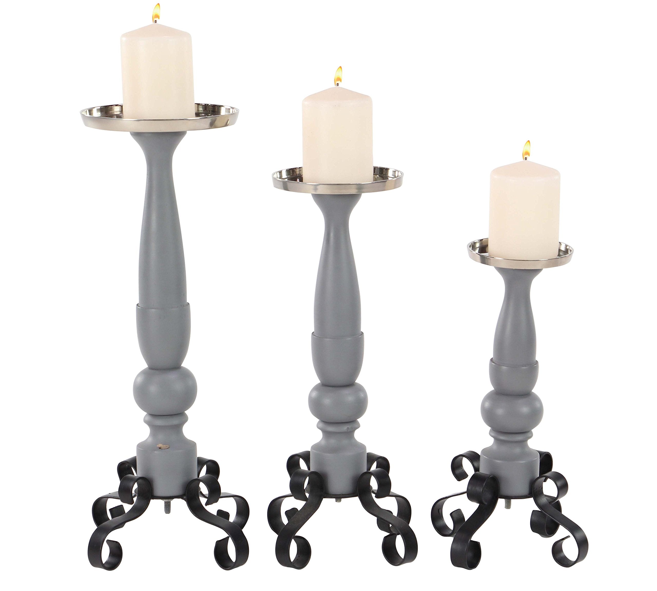 Deco 79 33281 Candle Holder, Gold/Gray/Black