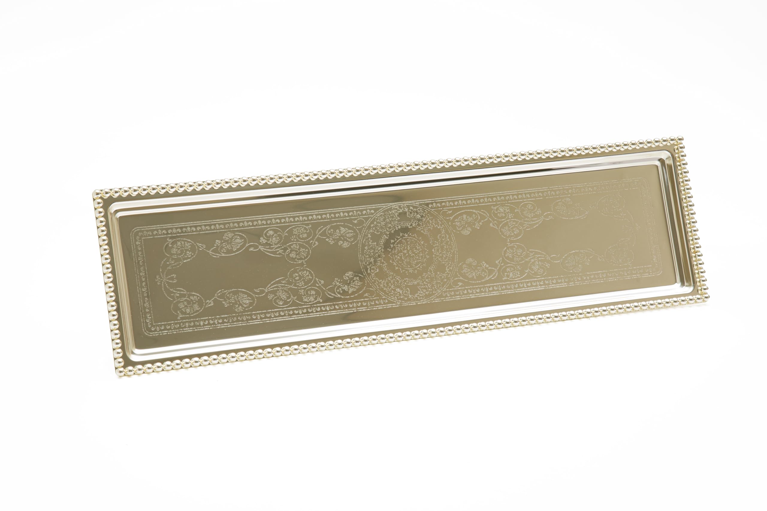 Zolten Silverplated Rectangle Serving Tray with Leg, 80 cm x 17 cm Size, Silver