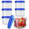 Plastic Food Storage Containers With Twist Top Lids, 6 Pack - 16 Oz Freezer Storage Containers, BPA Free, Stackable, Reusable, Microwave Freezer & Dishwasher Safe