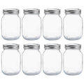 Glass Regular Mouth Mason Jars, 16 oz Clear Glass Jars with Silver Metal Lids for Sealing, Canning Jars for Food Storage, Overnight Oats, Dry Food, Snacks, Candies, DIY Projects (8PACK)