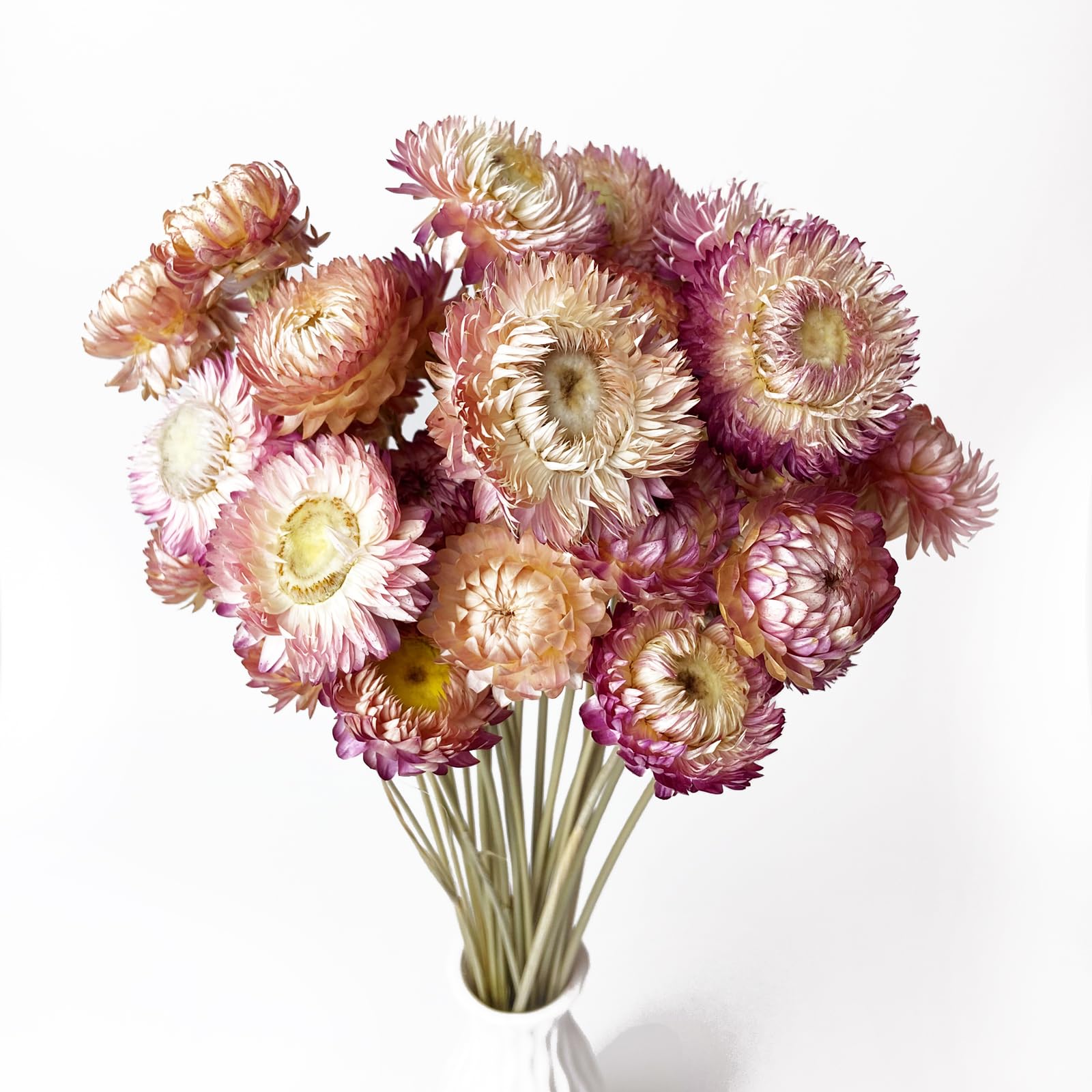 100% Natural Daisy Flowers, Dried Flower Bouquets-30Pcs Pink Daisies Chrysanthemums, 17 Inch Arrangements for Vase, Home Decoration Photo Props Parties and Weddings (Daisy Pink)