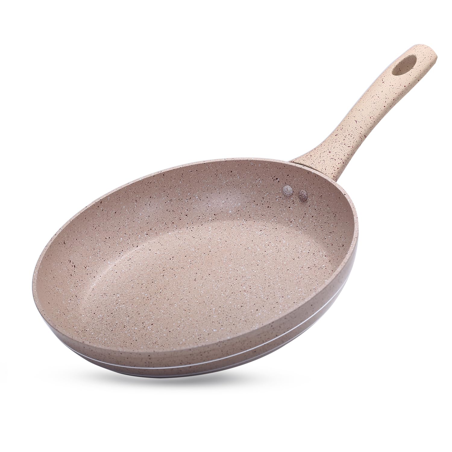 Royalford 30cm Smart Fry Pan - 5 Layer Granite Non-Stick Coating Pan | Multiple Hob Compatibility | Heat-Resistant Handle with Hanging Loop | Ideal Frying, Cooking, Sauteing & More,RF9466BGE, Beige