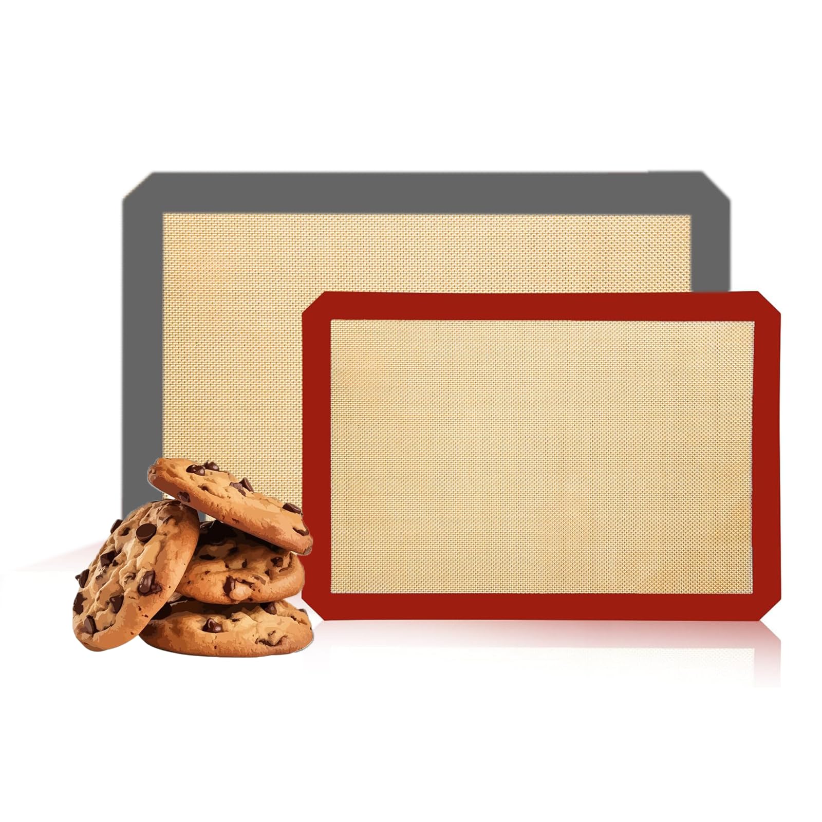 Silicone Rectangular Baking Mat, Non-Stick Reusable Oven Bakeware,16"x11" and 12"x8"Pack of 2(Mix1)