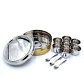 Winsor Spice Box Hammerd and Gold Finish Container | Masala Dabba With 11 Compartments, Indian Masala Dabba with Lid