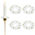 4 Pieces Patterned Glass Bobeches for Candlestick Holder, Gold Glitter Stars Design, Candle Drip Protector Guard, Wax Catcher Ring Accessories (Gold Glitter)