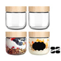 SKYLINK 10oz Glass Overnight Oats Containers with Bamboo Lids, 4 Pack – Wide Mouth Airtight Storage Jars for Meal Prep, Yogurt, Salad, Pudding, Cereal, Spices, and More