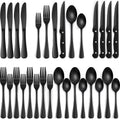 Cutlery Set,24 Pcs Flatware Set Set with Steak Knives, Stainless Steel Silverware Set for 4, Mirror Polished Cutlery Utensil Set,Home Kitchen Eating Tableware Set,Fork Knife Spoon Set