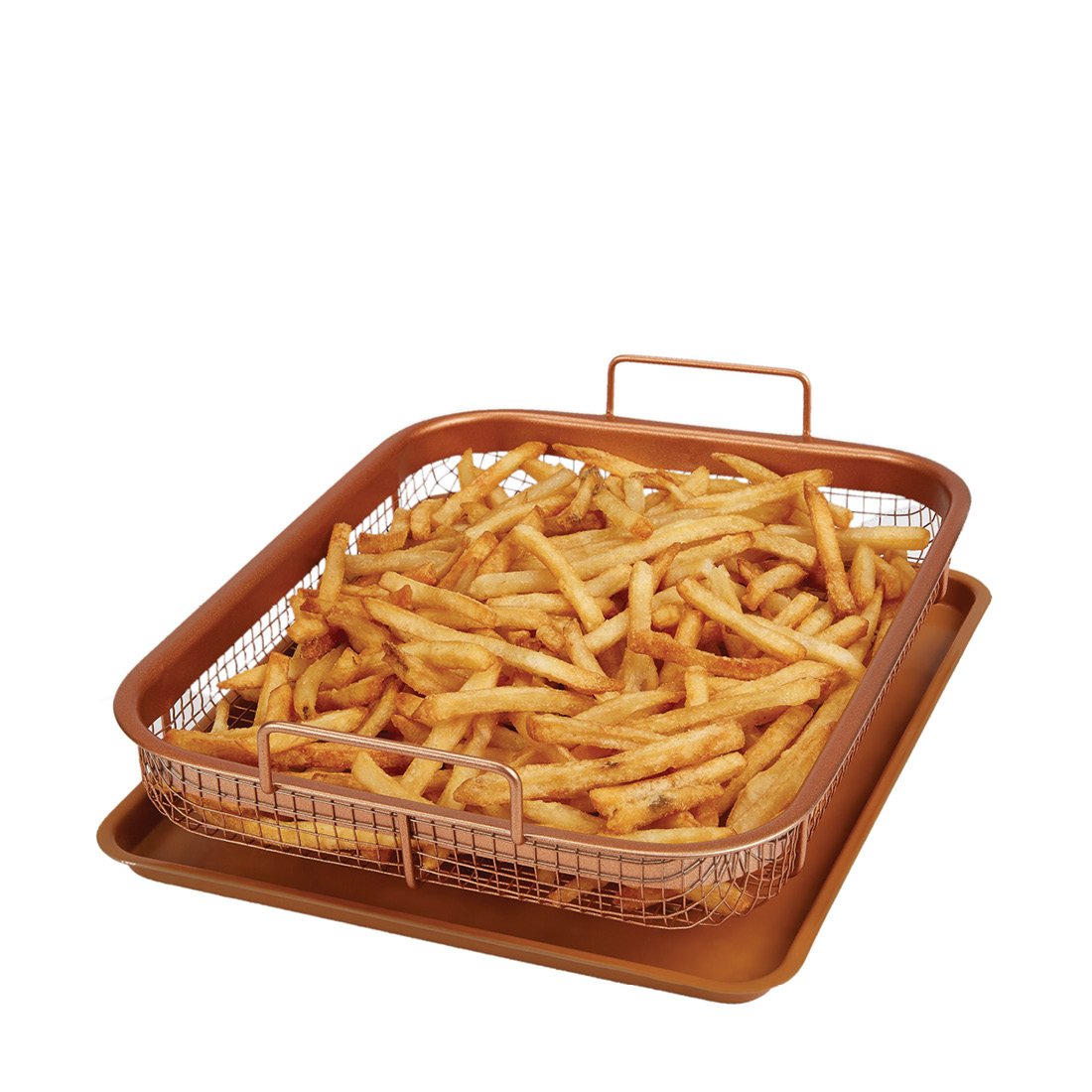 High Street TV Copper Chef Copper Crisper Non-Stick Oven Baking Tray with Crisping Basket, 2 Piece Set