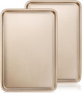 Baking Sheet Pan, Set of 2 Nonstick Carbon Steel Cookie and Jelly Roll Pans, Heavy Duty Oven Tray for Baking Cookies Cakes Pastries, Easy Clean Bakeware for Home or Professional Kitchen 15x10 Inch