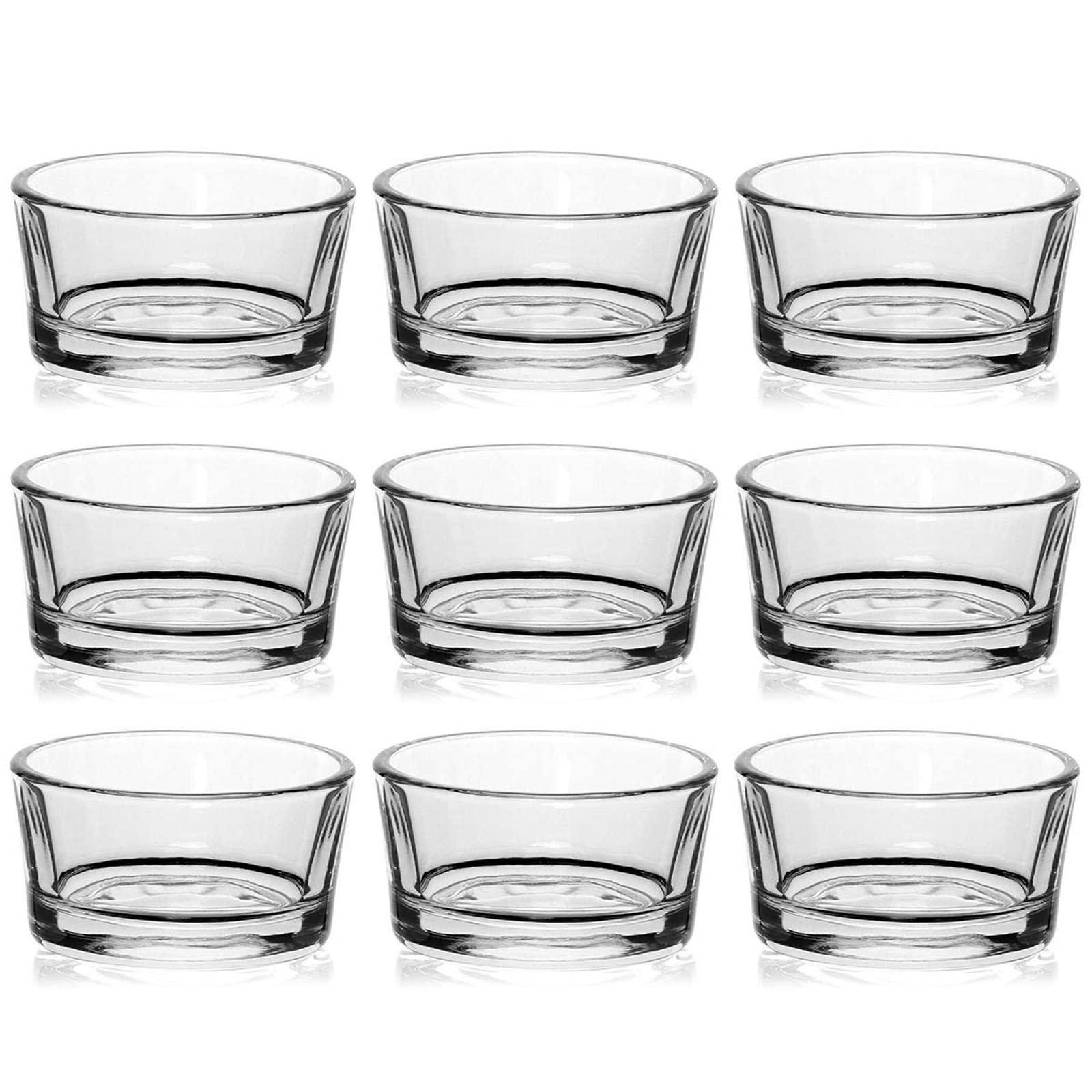 KASTWAVE Glass Candle Holder, 9 Pcs Clear Tea Light Candle Holder for Wedding Centerpieces, Birthday Party Decorations and Home Decor