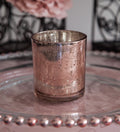 Club Green Xmas Glass Tea Light Candle Holder Rose Gold/Champagne/Silver 3 Sizes Wedding Decor Event(Rose Gold 70 x 90mm)