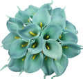 20pcs Calla Lily Bridal Wedding Bouquet Lataex Real Touch Artificial Flower Home Party Decor (Lake Blue)
