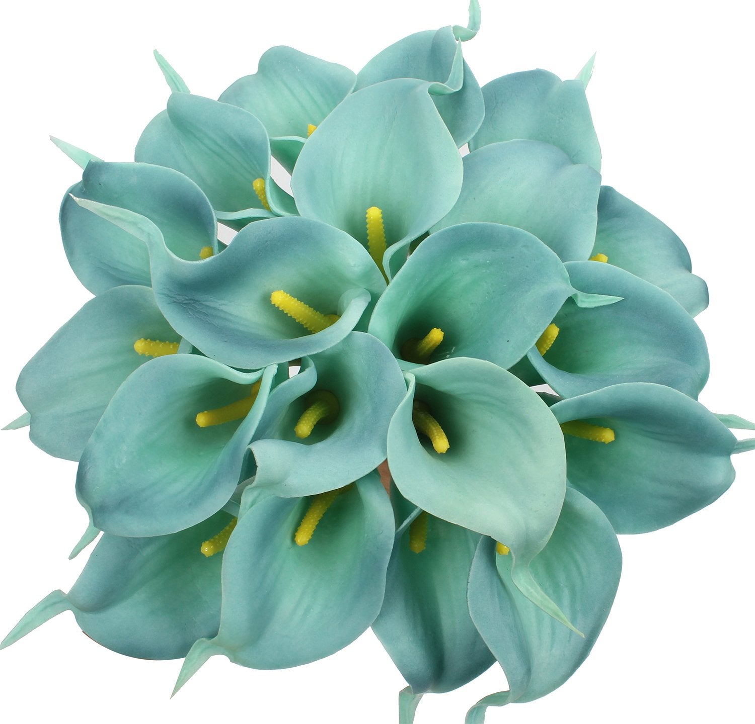 20pcs Calla Lily Bridal Wedding Bouquet Lataex Real Touch Artificial Flower Home Party Decor (Lake Blue)