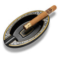 CIGARLOONG Cigar Ashtray Holds 2 Cigars Resin Desktop Cigar Rest Holder Classic Ash Tray Cigars Slots Gifts for Men,Black