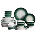 Set of 12 Ombre Green Ceramic Plates and Bowls – 10-Inch & 8-Inch Plates, 5-Inch Bowls – Microwave, Dishwasher, Oven Safe – Elegant Gradient Tableware for Dining & Serving