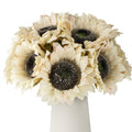 12pcs Artificial Sunflowers with Long Stems 5.5" Silk Sunflowers Bulk for Wedding Home Garden Outdoor Party Decoration(Beige)