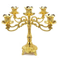 5-Candle Metal Candelabra 10.3 Inch Tall Candlestick Candle Holders for Home Decor Wedding Christmas Church Halloween Party, Gold Tulip
