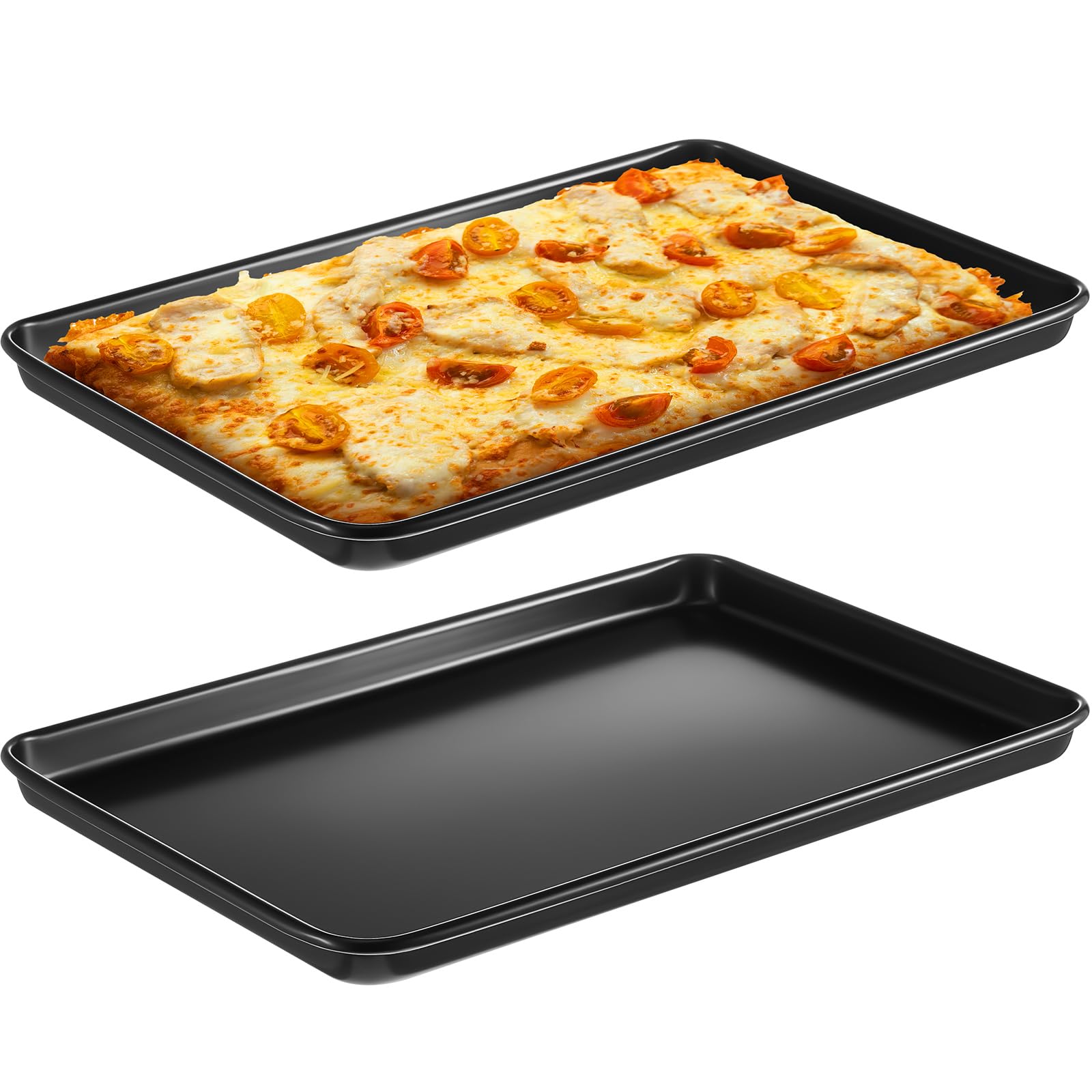 2 Pcs Grandma Style Pizza Pan 15 x 10 x 1 in Hard Rectangular Pizza Pans Non Stick Sicilian Style Pizza Pan Carbon Steel Pizza Pan Dish Pre Seasoned Bakeware Kitchenware