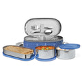 MILTON 6-Piece Lunch Box Set with Insulated Bag & Cutlery - Includes Containers (472ml, 2pcs of 280ml), Keeps Food Hot, 304 Stainless Steel, Ideal for Office & School Tiffin - Corporate - Blue