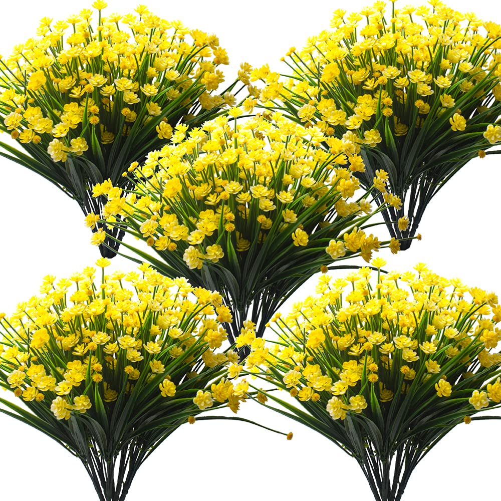 10 Bundles Artificial Daffodil Outdoors Flowers (Light Yellow-Daffodil)