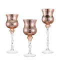 Diamond Star Pink Mercury le Glass Long Stem Tealight Candle Holders Centerpieces for Wedding Table, Set of 3 (12",14",15.5" Tall)