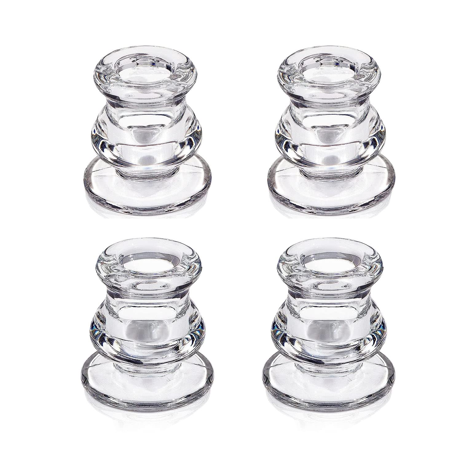 Angju Candlestick Holders Bulk - 4PCS Taper Candle Holders for Table Centerpiece - Thick Glass Candle Holders for Wedding, Party and Festival Decoration