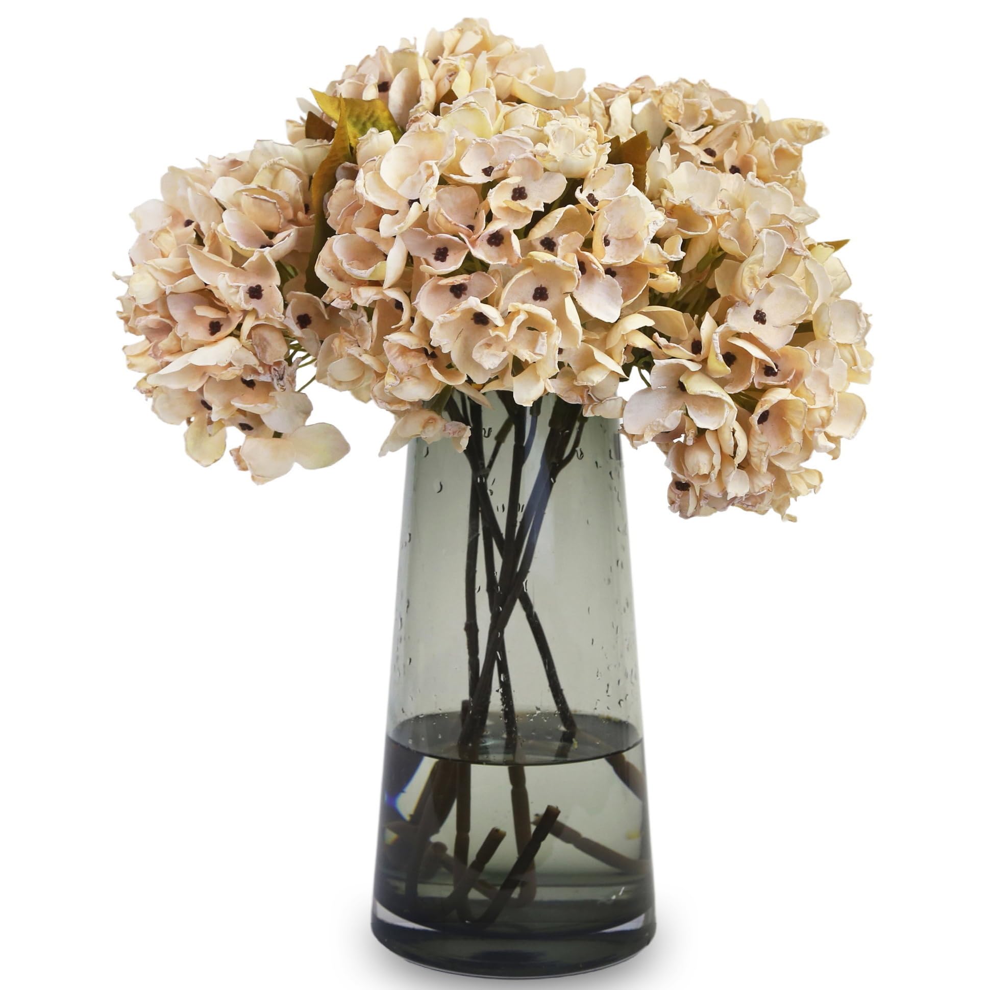 Silk Fall Flowers Artificial Silk Dried Hydrangea Flowers Artificial Fall Flowers Bouquet Dried Flowers Autumn Decorations for Office and Home (6 PCS) (Cream White)