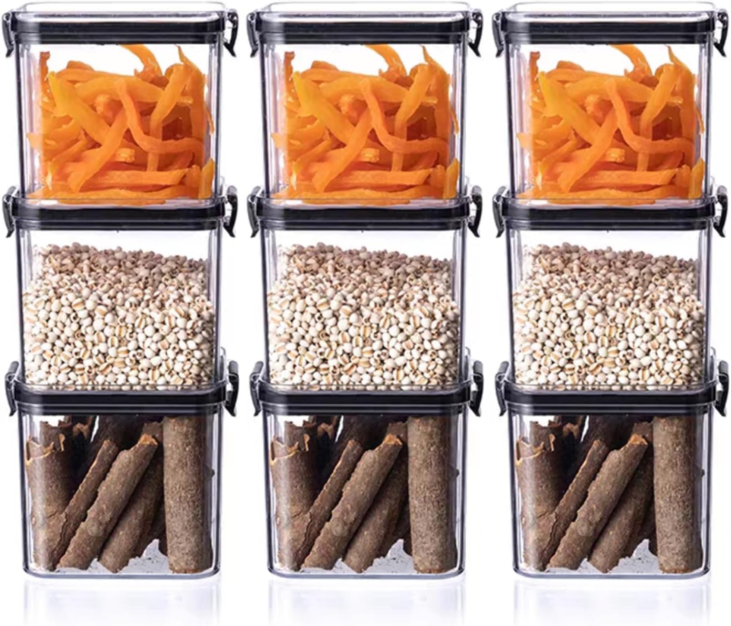GGEROU Airtight Food Storage Container with Lock Lids?Cereal & Dry Storage Jars ?Kitchen and Pantry Organization Canisters for Cereal, Coffee, Rice, Flour and Sugar (700ml /Set of 9)