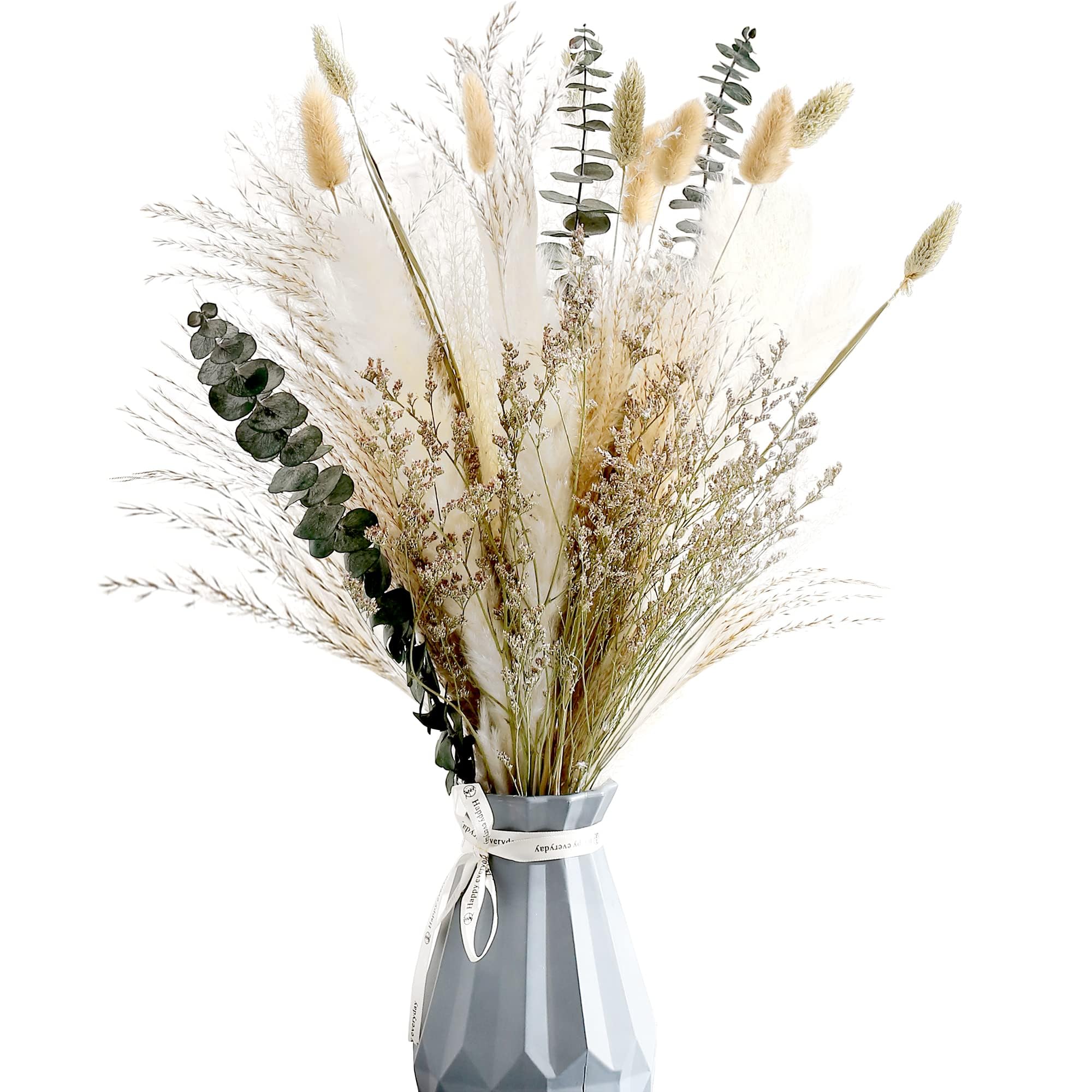 Natural Dried Flower Bouquet,17" Dried Flowers for Vase, Home Decor Indoor Realistic Faux Flowers for Vase Fake Flower Bouquets for Home Decor Centerpiece Table Decorations(Green)