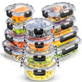 Jaffiust 24pc(12 Airtight, Freezer Safe Food Storage Containers and 12 Lids), Pantry Kitchen Storage Containers, Glass Meal Prep Container for Lunch, Glass Storage Containers with Lids