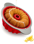 Boxiki Kitchen Silicone Cake Pan | Professional Non-Stick Pound Mold For Pound Cake | FDA Approved Silicone w/Heavy Grade Steel Frame and Handles