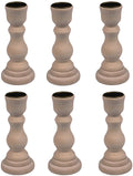 Creative Hobbies 4 Inch Tall Unfinished Wooden Candlesticks with Metal Candle Holder Cup Center - Wholesale Pack of 6