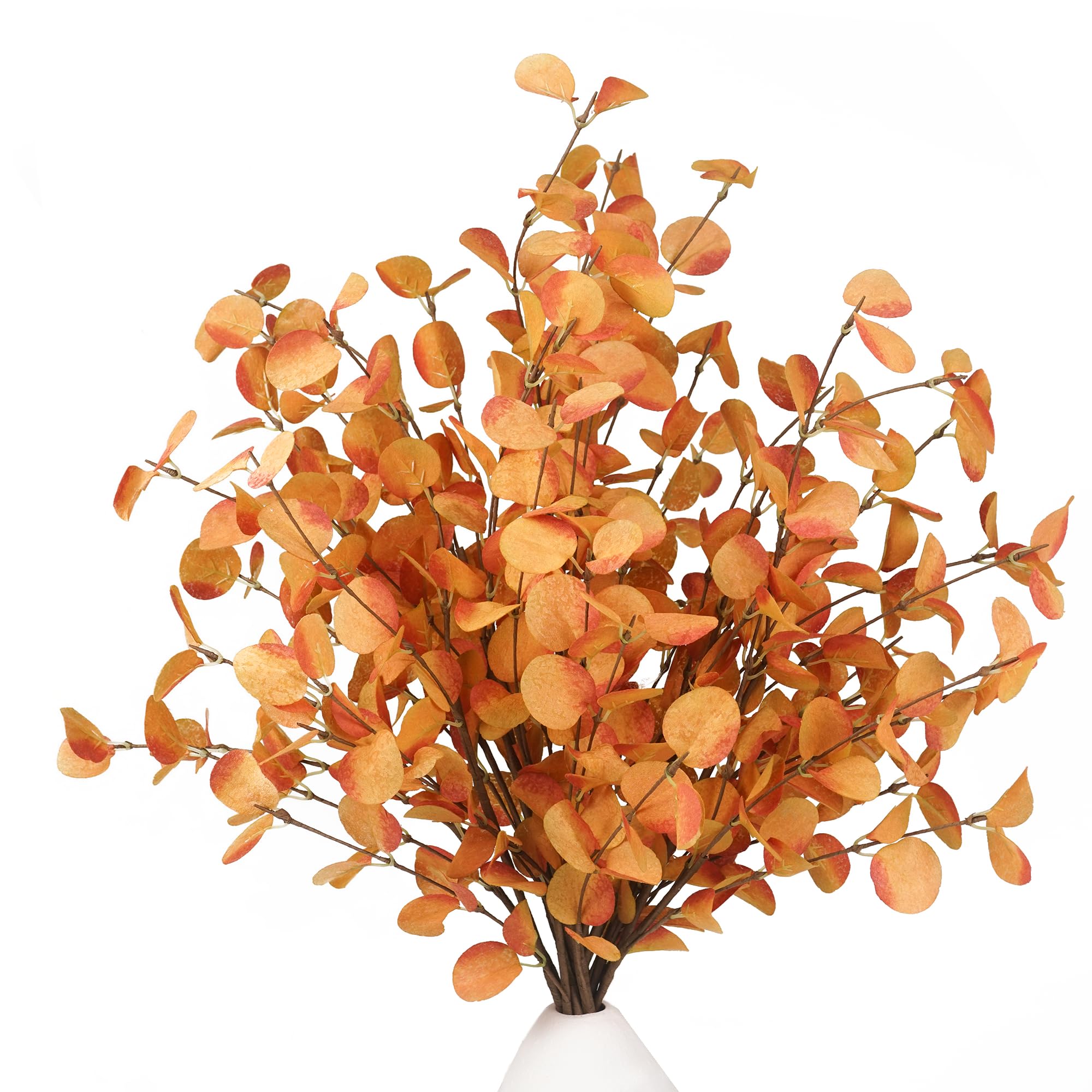 Fall Stems 6 Pcs Artificial Eucalyptus Fall Leaves 27.5 inch Fall Floral Picks, Fall Branches Decor for Vase, Fall Vase Filler Decoration Indoor