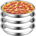 Elsjoy 4 Pack 13 Inch Stainless Steel Pizza Pan, Deep Round Baking Pan Large Pizza Baking Tray, Heavy-Duty Pizza Dish Non-Stick Baking Sheet for Oven, Dishwasher Safe