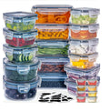 MahMir® Airtight Meal Prep Container Set with Locking Lids, 24pcs Re-usable Plastic Food Storage Containers, Stackable Kitchen Organizer Boxes, BPA Free & Microwave Freezer Dishwasher Safe (24pcs Set)