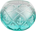 Pavilion Gift Company - Aqua Ombre Diamond Cut Anchor Pattern Beach House 5 Inch Round Tealight Candle Holder - Home Is Where The Anchor Drops