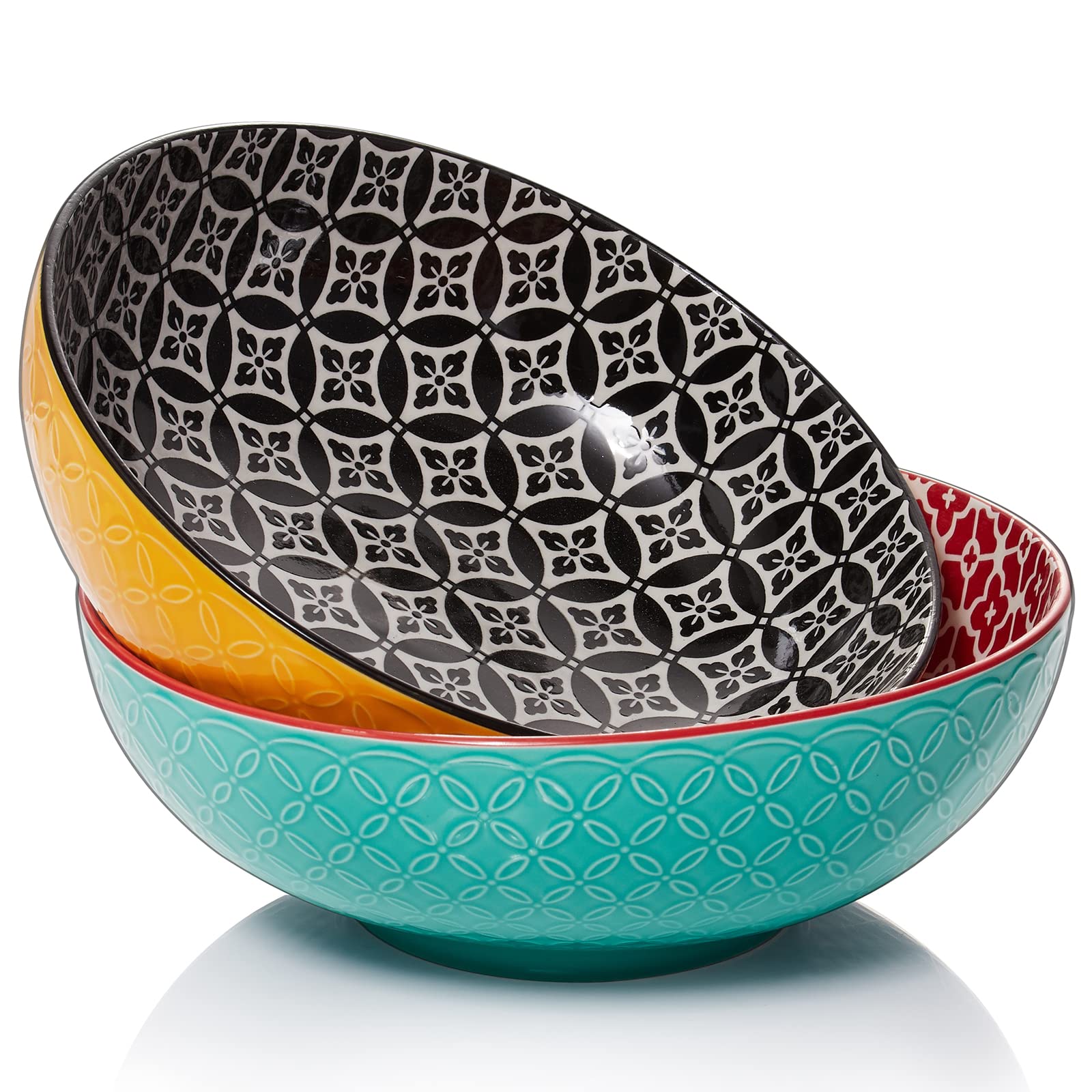 DOWAN Salad Bowls, 9.5 Inch 70 Oz Serving Bowls, Large Fruit Bowls, Pasta Bowl Set of 2, Serving Dishes for Entertaining, Vibrant Color Large Bowls for Party, Ideal Housewarming Gift, Kitchen Decor