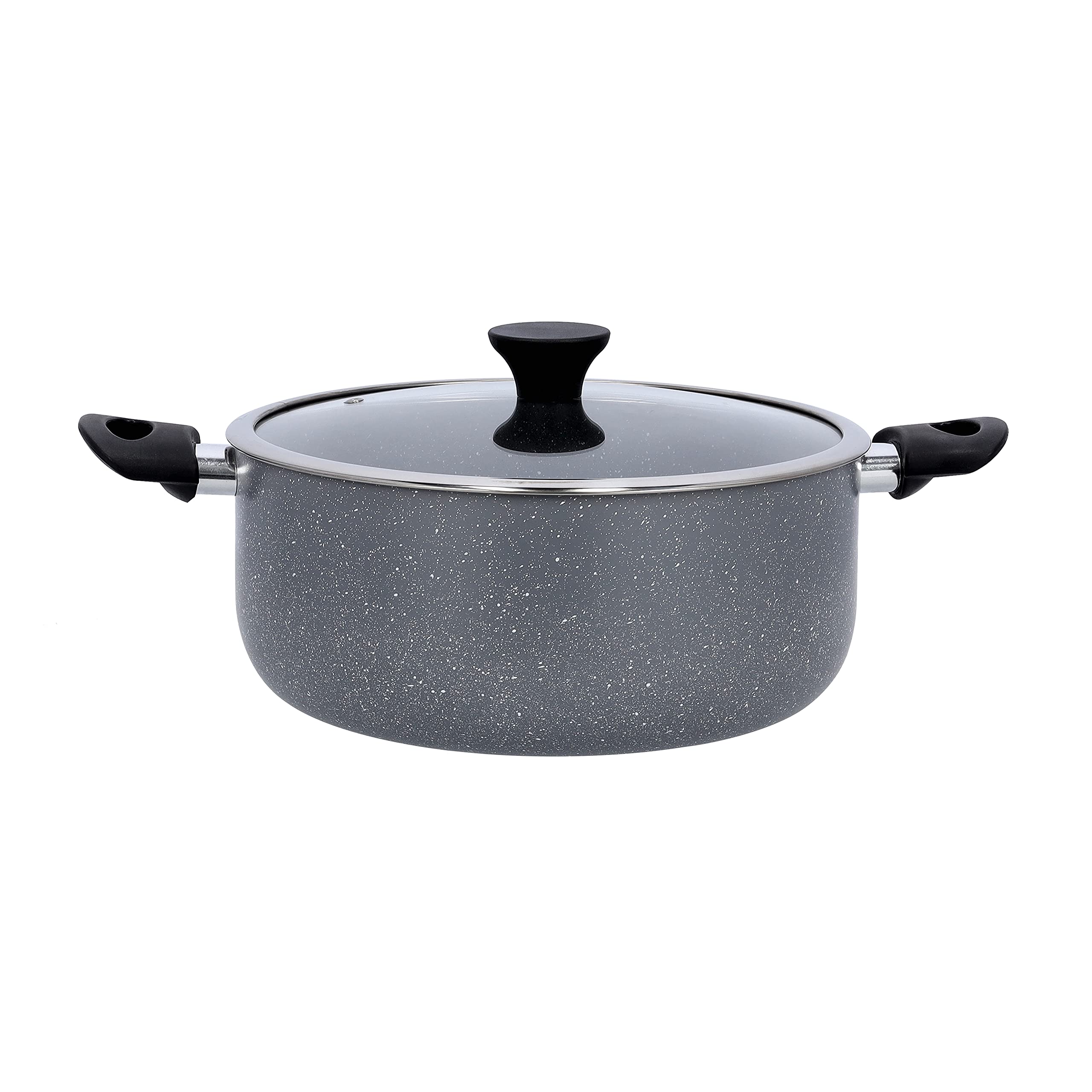 Delcasa GRANITE COATED ALUMINIUM NON-STICK CASSEROLE, DC1902,28CM - INDUCTION SAFE, ECO-FRIENDLY 3-LAYER GRANITE COATING- TEMPERED GLASS LID, BAKELITE HANDLE & KNOB - COOKWARE CASSEROLE PAN