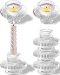 TERRIFI 6 Pcs Taper Glass Candle Holder Set for Taper Candles and Tea Lights, Candlestick Holder Set for Wedding, Party, Holiday Decoration
