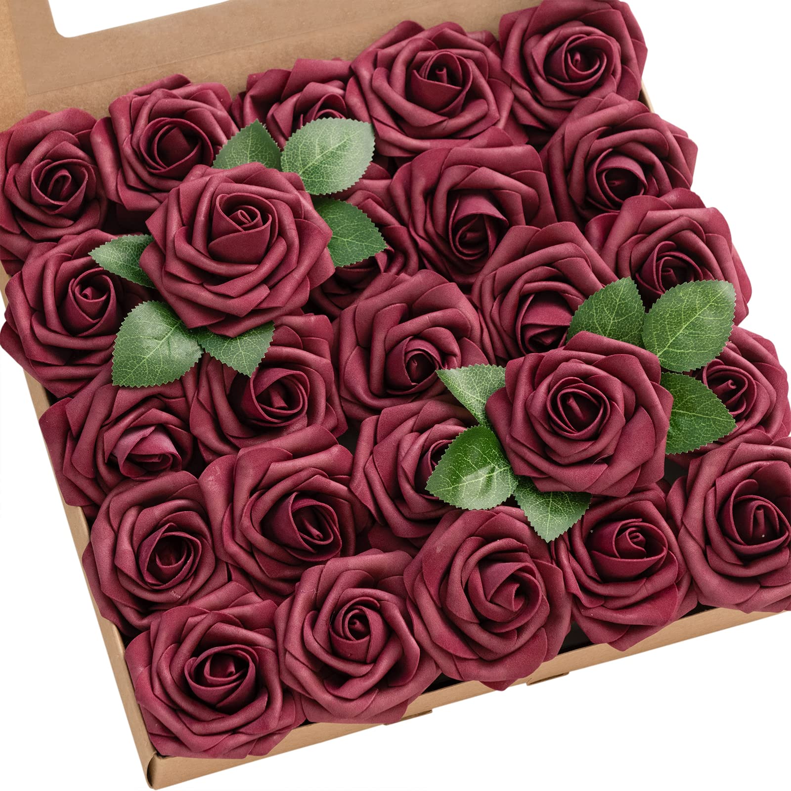 Artificial Rose Flowers 50pcs Foam Roses w/Stem for DIY Wedding Bouquets Centerpieces Bridal Shower Party Home Decorations (Regular 3")