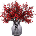 Momkids 6 Pcs Babys Breath Artificial Flowers Bulk Real Touch Faux Gypsophila Bouquet Fake Plastic Silk Flowers for Home Kitchen Bedroom Wedding Festival Christmas Halloween Party Decoration (Red)