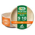 EcoEdge 9-Inch Round Areca Palm Leaf Disposable Plates (Pack of 10) | Recyclable, Non-Toxic, Eco Friendly, Biodegradable, Sustainable | Bamboo Wood Finish, Naturally Elegant | 100% Compostable