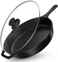 SLEEPHEAD®Kitchen Saute Fry Pan Pre-Seasoned Cast Iron Skillet With Lid, Frying Pan, Cast Iron Pan, Safe Grill Cookware for Indoor & Outdoor Use (Black, 10 Inch)