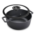 Prestige Cast Iron Casserole 20 CM | Induction Cooking Pot with Glass Lid | Biryani Pot with Heavy Bottom |Pre-Seasoned Cast Iron Cookware | Black - PR48896