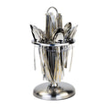 Cuisine Art Berger 24 Piece Silverware Flatware Cutlery Set with Revolving Round Stand, Stainless Steel Includes 6 Knife, Fork, Spoon and Tea Spoon, Dinner Mirror Polished, Dishwasher Safe