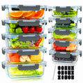 10 Pack Glass Food Storage Containers with Lids (1040ML & 370ML) - Airtight Glass Meal Prep Containers, BPA Free, Leakproof Lunch Boxes, for Microwave, Oven, Freezer and Dishwasher