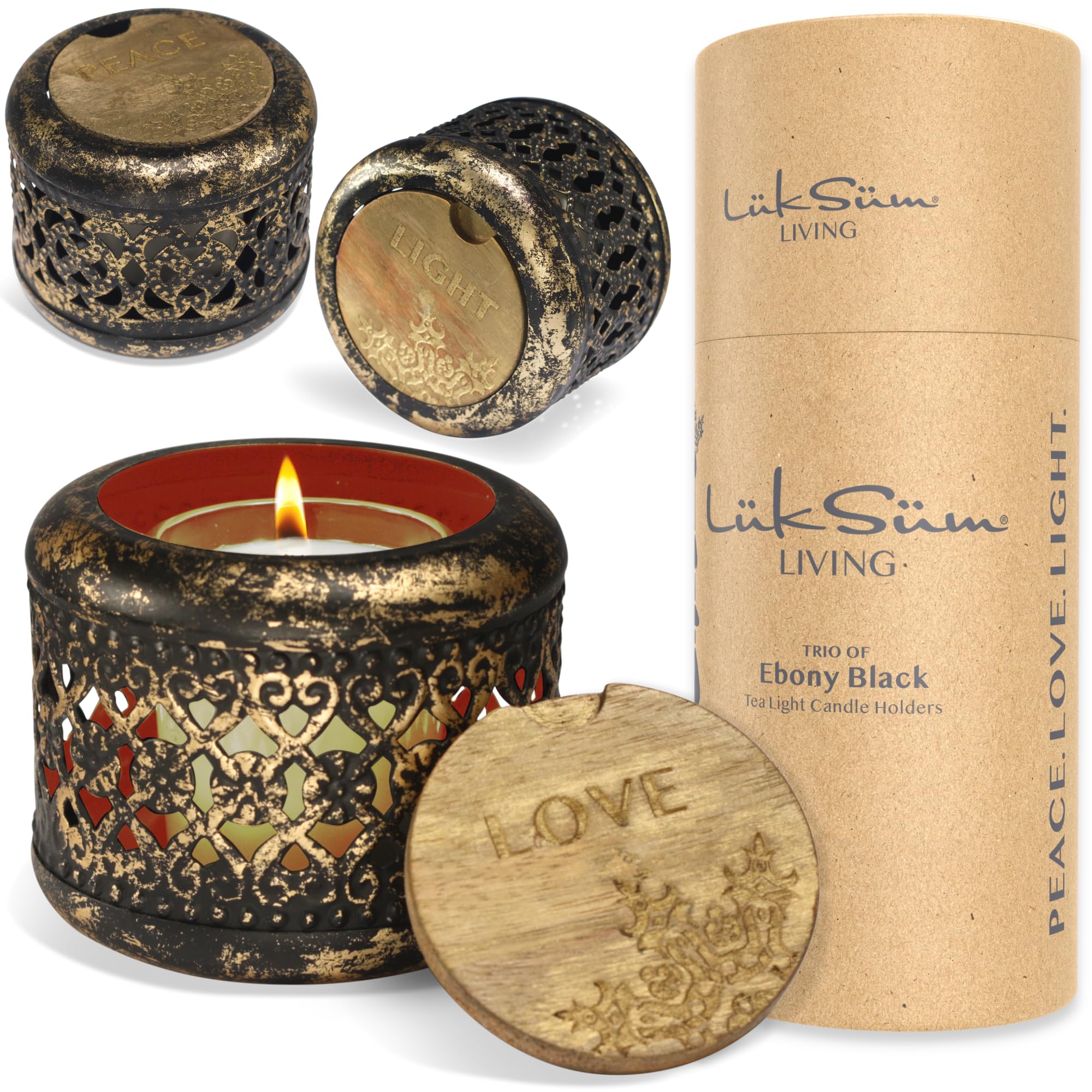 Candle Gift Set, Black Candle Holders Set of 3 Includes Soy Candles, Boho Candle Holders, Candle Centerpieces for Tables, Votive Holder, Outdoor Candle Holder, Decorative Candles for Home Decor